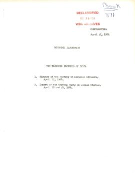 Economic Committee Papers - IBRD - Economic Department - the Economic Problems of India - Minutes...