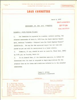 Special Loan Committee Meeting - Minutes and Memos - 1970 - (February - March)