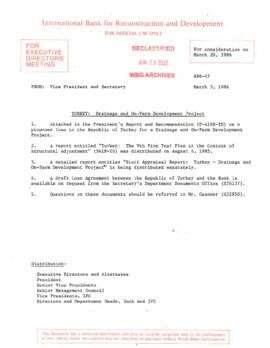 Turkey - Drainage and On Farm Development Project - Loan Committee Project File