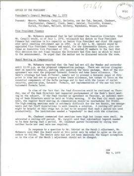 Records of President Robert S. McNamara President's Council minutes - Minutes 19