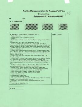 President Wolfensohn - Briefing Book for President's Travel - California - Los Angeles - November...