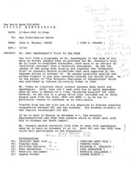 Country Files: Union of Soviet Socialist Republic [USSR] - Joint World Bank and IMF Study - Corre...