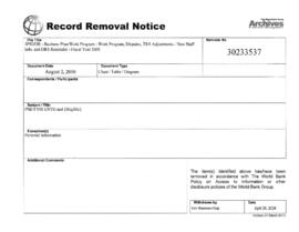 PSDDR - Business Plan/Work Program - Work Program, Disputes, TRS Adjustments - New Staff Info. an...