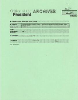 President Wolfensohn - Briefing Materials for President's Speeches - Speaking Engagement and Soci...