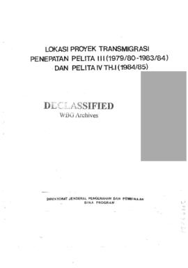 Location of the Transmigration Project for the Pelita III (1979/80-1983/84) and Pelita IV TH.I (1...