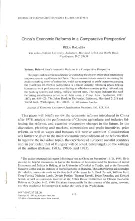 Economic Reform in China
