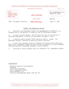 Turkey - Sir Hydropower Project - Loan Committee Project File