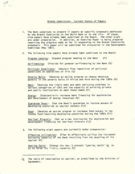 Brandt Commission - Bank Follow-Up - February 1980 - December 1980