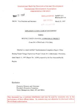 China - Beijing Tianjin Tanggu Expressway Project - Correspondence 01