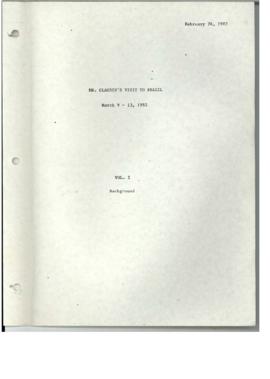 Clausen Briefing Papers - Visit to Brazil - March 9-13, 1982 - Background Information