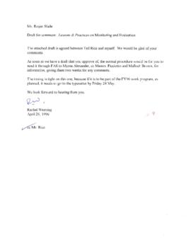 Lessons and Practices on Monitoring and Evaluation in the World Bank - Correspondence 01