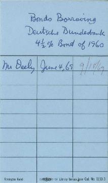 Deutsche Bundesbank - Bonds - Borrowing - 500 Million Deutsche Marks - 4 1/2 Percent Notes - 1960...