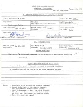 RPO Number 670-48 - Economic Issues of Health - Status Reports