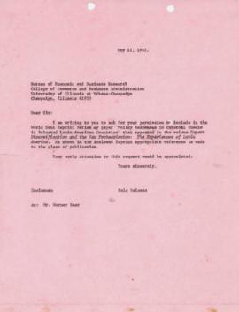 Bela Balassa's chron files - May 1982