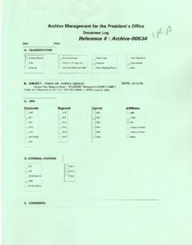 President Wolfensohn - Briefing Book for President's Meetings and Events - Dinner - Mr Jannik Lin...