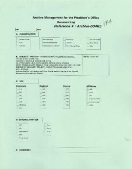 President Wolfensohn - Briefing Book for President's Meetings and Events - President Yasser Arafa...