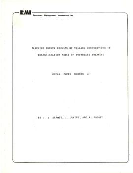 Baseline Survey Results of Village Cooperatives in Transmigration Areas of Southeast Sulawesi - E...