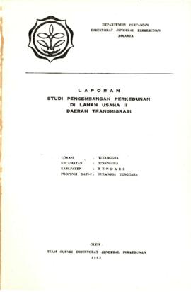 Study of Plantation Development in Business Land II Transmigration Area - Tinanggea - Kendari - S...
