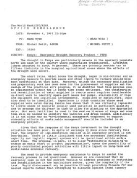 Kenya - Agriculture - DR - General - 1992 Correspondence - Volume 1