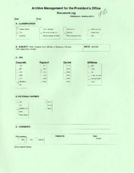 President Wolfensohn - Briefing Book for President's Meetings and Events - Professor Yevgeny Yasi...