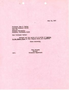 Research on Economics and Development - Bela Balassa - Chronological Record - May through July 1967