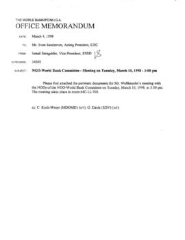 Non-Governmental Organization [NGO] - World Bank Committee - Working Group on the World Bank