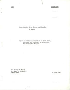 KENYA - Kenya 3 Tana River Basin / Kenya 29 Water Master Plan - Correspondence