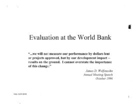 Evaluation at the World Bank - India Presentation Number 86 - Speech - Visit to India - April 5-7...