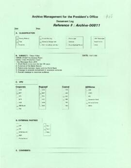 President Wolfensohn - Briefing Book for President's Meetings and Events - Tokyo Video - Septembe...