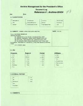 President Wolfensohn - Briefing Book for President's Meetings and Events - Dinner - Japan High Le...