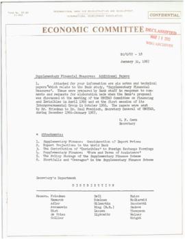 Irving Friedman UNCTAD Files: Economic Committee Memos on Supplementary Finance - Memos on supple...