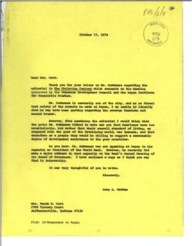 Aspen Consultation on Global Justice, June 1974 - Correspondence 01