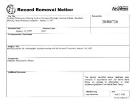 President Wolfensohn - Briefing Book for President's Meetings and Events - Luncheon Meeting - Boa...