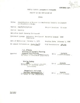 Ghana - Small Scale Industry - GHA/75/020 - Correspondence