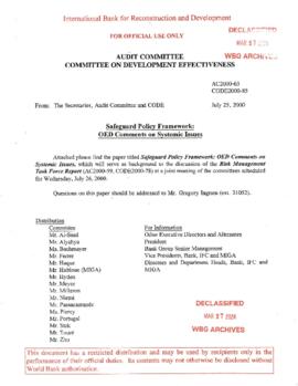 Shared Unit Files - Policy Development Records - Safeguard Policy Framework - Correspondence File...