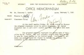 Clearance of Material - Public Relations - Correspondence