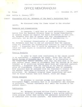 Hollis B. Chenery Papers - McNamara discussions / notebooks / memoranda - 1977 (August - December)