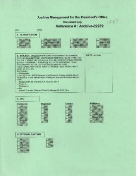 President Wolfensohn - Briefing Materials for President's Speeches - Speaking Engagement and Lunc...