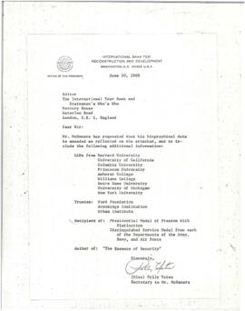 Robert S. McNamara Personal Chronological Files - Chrons 06