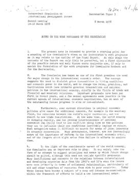 Brandt Commission - Chronological Records - March 1978 - August 1978