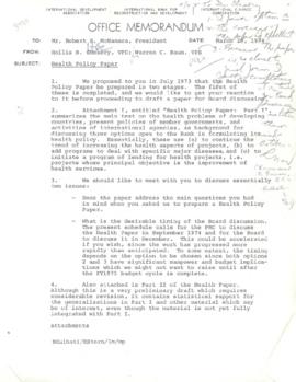 Hollis B. Chenery Papers - McNamara Discussions - Notebooks / Memoranda - July 1973 - March 1974