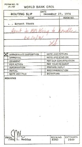 VPD - Director, Development Policy - McNamara File - November - December 1974 - Folder 7
