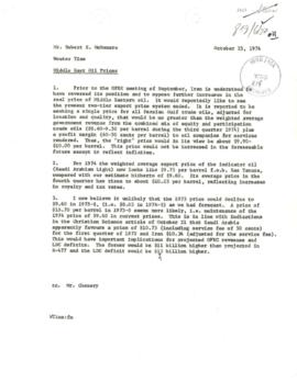 VPD - Director, Development Policy - McNamara File - September - October 1974 - Folder 6