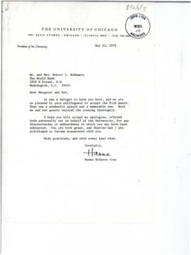 Albert Pick, Jr. Award acceptance remarks, May 22, 1979 - Correspondence 01