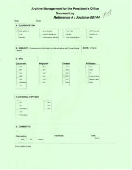 President Wolfensohn - Briefing Book for President's Meetings and Events - Conference on Informat...