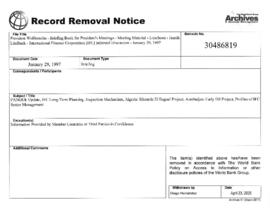 President Wolfensohn - Briefing Book for President's Meetings and Events - Luncheon - Jannik Lind...