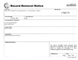 Office of the President's Correspondence Files - Correspondence - Volume 1