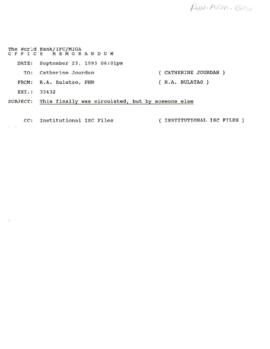 Population, Health and Nutrition [PHN] - General - General - 1993 Correspondence - Volume 1