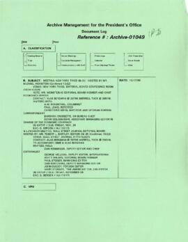 President Wolfensohn - Media Coverage and Interviews - Interview - New York Times and Lunch Wall ...