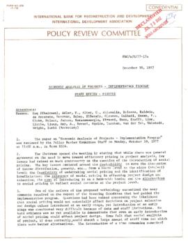 Development Policy - Policy Review Committee [PRC] - Economic Analysis of Project Implementation ...